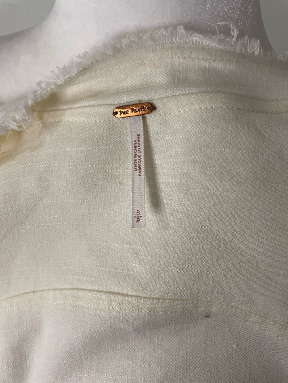 Free People Cream Frayed Open-Front Jacket - Picture 4 of 5